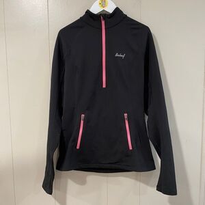 Baleaf Black Fleece Lined Quarter Zip Pullover with Pink Zippers Size S